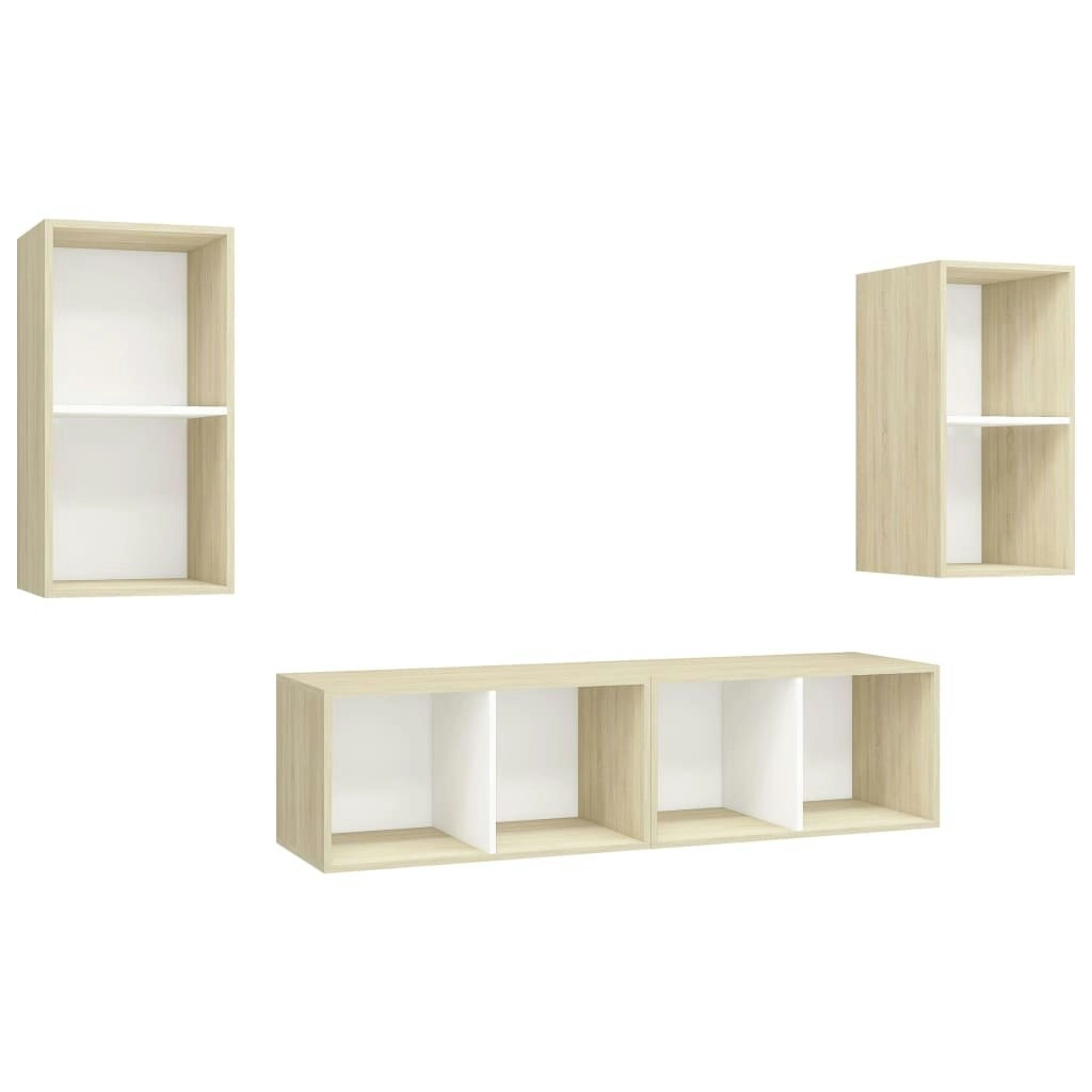 Wall-mounted TV Cabinets 4 pcs White and Sonoma Oak Engineered Wood 3079876