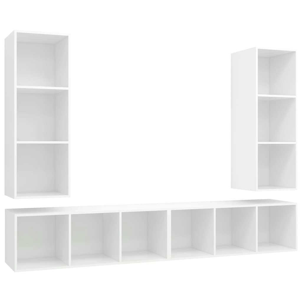 Wall-mounted TV Cabinets 4 pcs White Engineered Wood 3079880