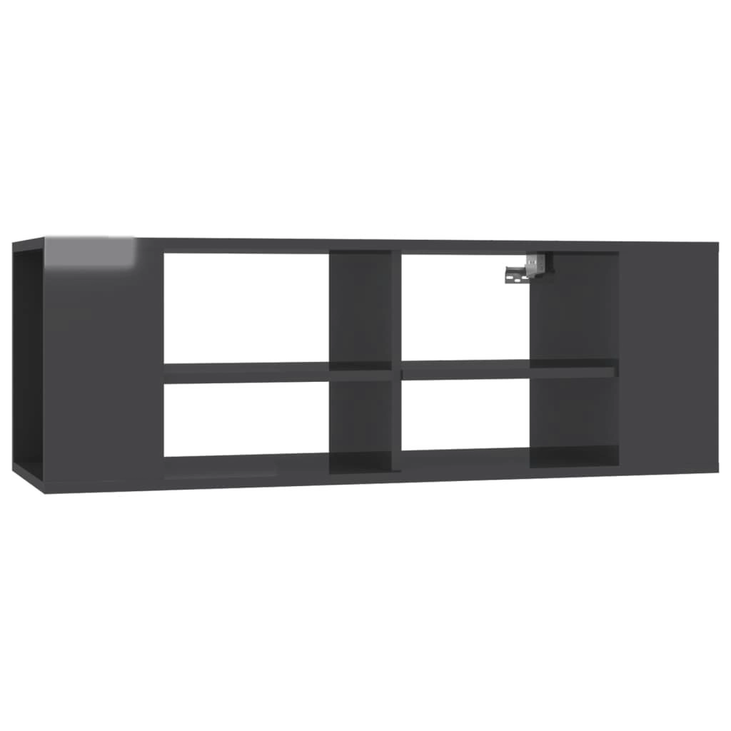 Wall-Mounted TV Cabinet High Gloss Grey 102x35x35 cm Engineered Wood 806246