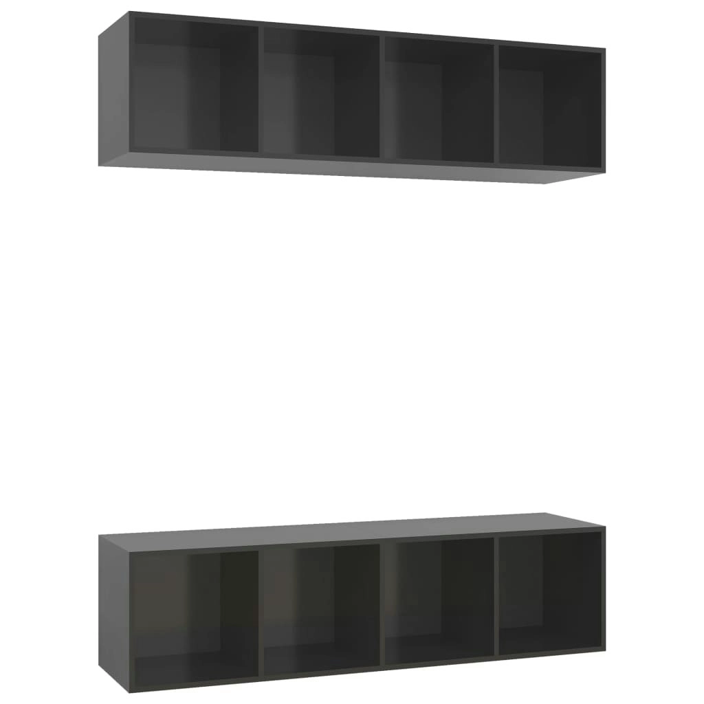 Wall-mounted TV Cabinets 2 pcs High Gloss Grey Engineered Wood 3079789