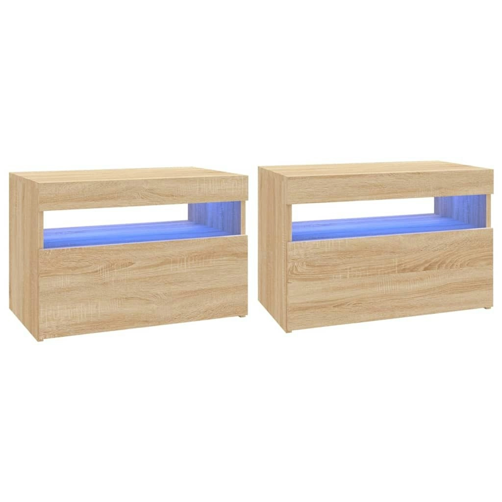 TV Cabinets with LED Lights 2 pcs Sonoma Oak 60x35x40 cm 804416