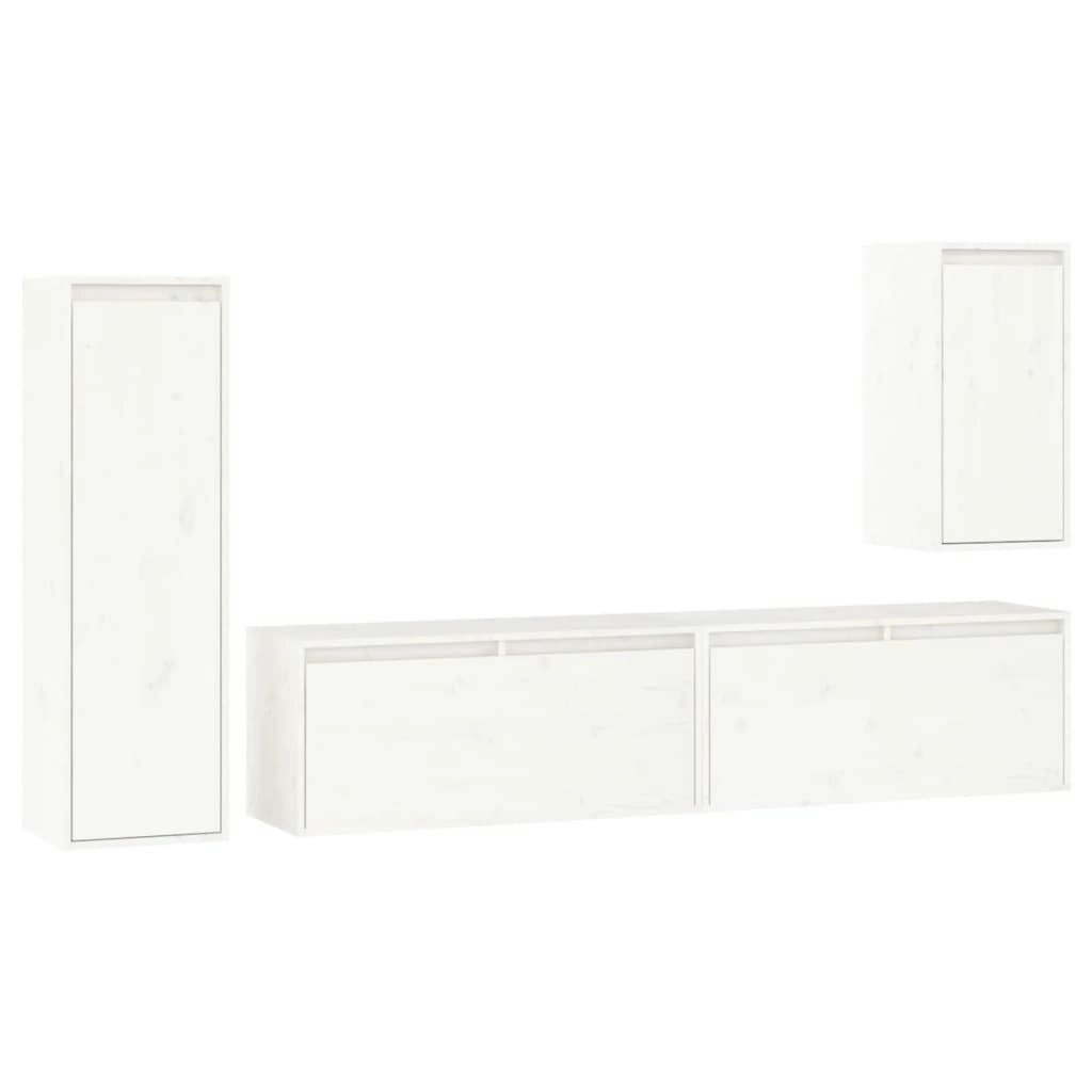 TV Cabinets 4 pcs White Solid Wood Pine 3100230