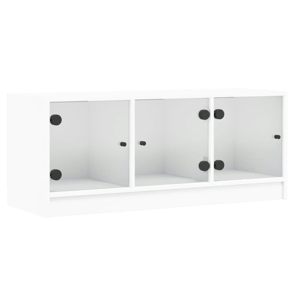 TV Cabinet with Glass Doors White 102x37x42 cm 836406