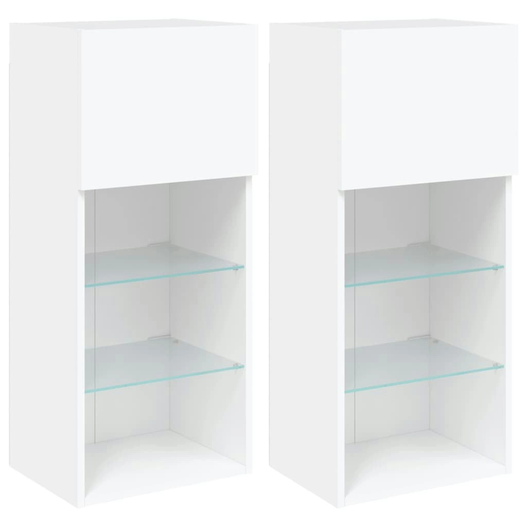 TV Cabinets with LED Lights 2 pcs White 40.5x30x90 cm 837044