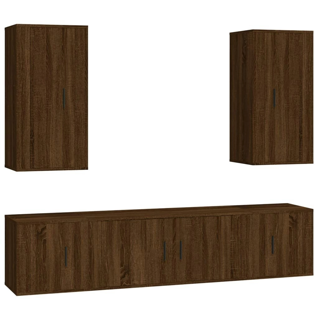 5 Piece TV Cabinet Set Brown Oak Engineered Wood 3188685