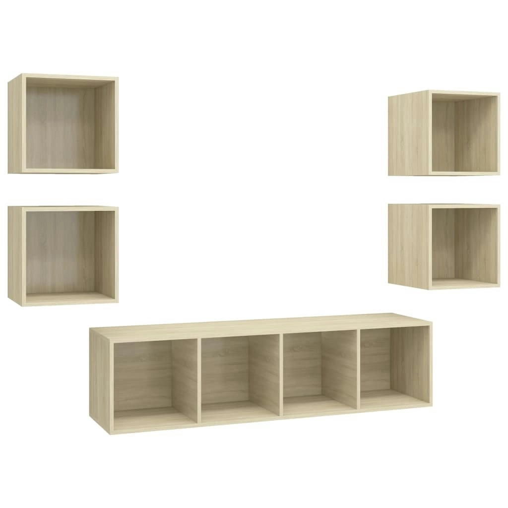 5 Piece TV Cabinet Set Sonoma Oak Engineered Wood 3079622