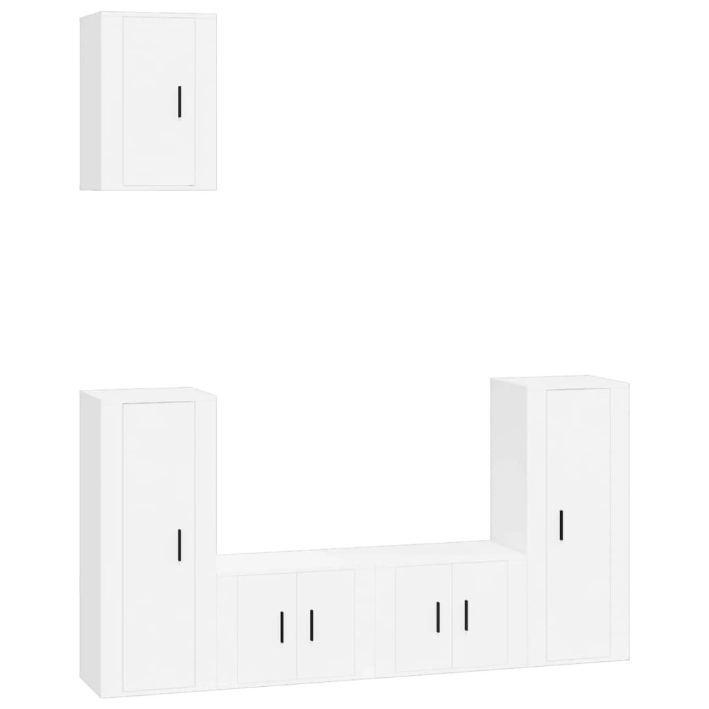 5 Piece TV Cabinet Set White Engineered Wood 3188574