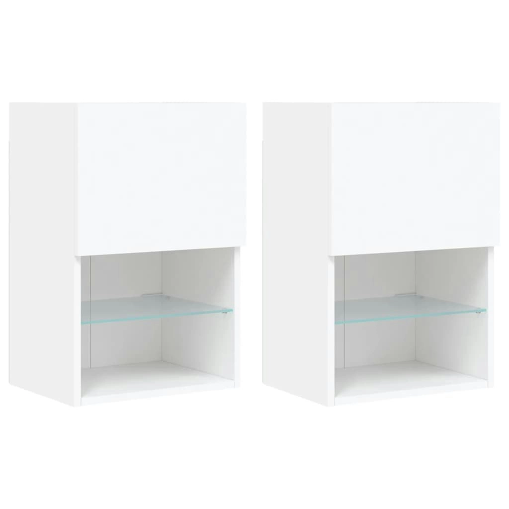 TV Cabinets with LED Lights 2 pcs White 40.5x30x60 cm 837030