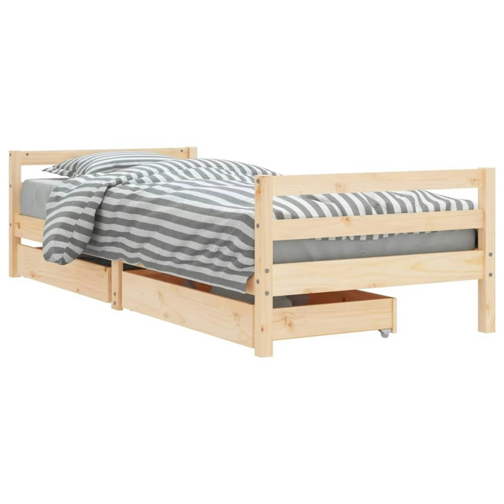 Kids Bed Frame with Drawers 90x190 cm Solid Wood Pine 834447