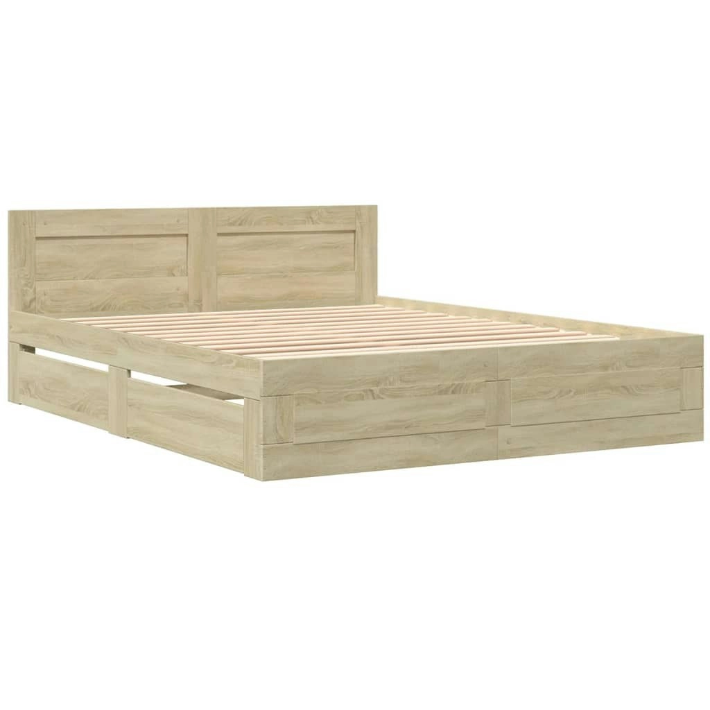 Bed Frame with Headboard without Mattress Sonoma Oak 150x200 cm 3295557