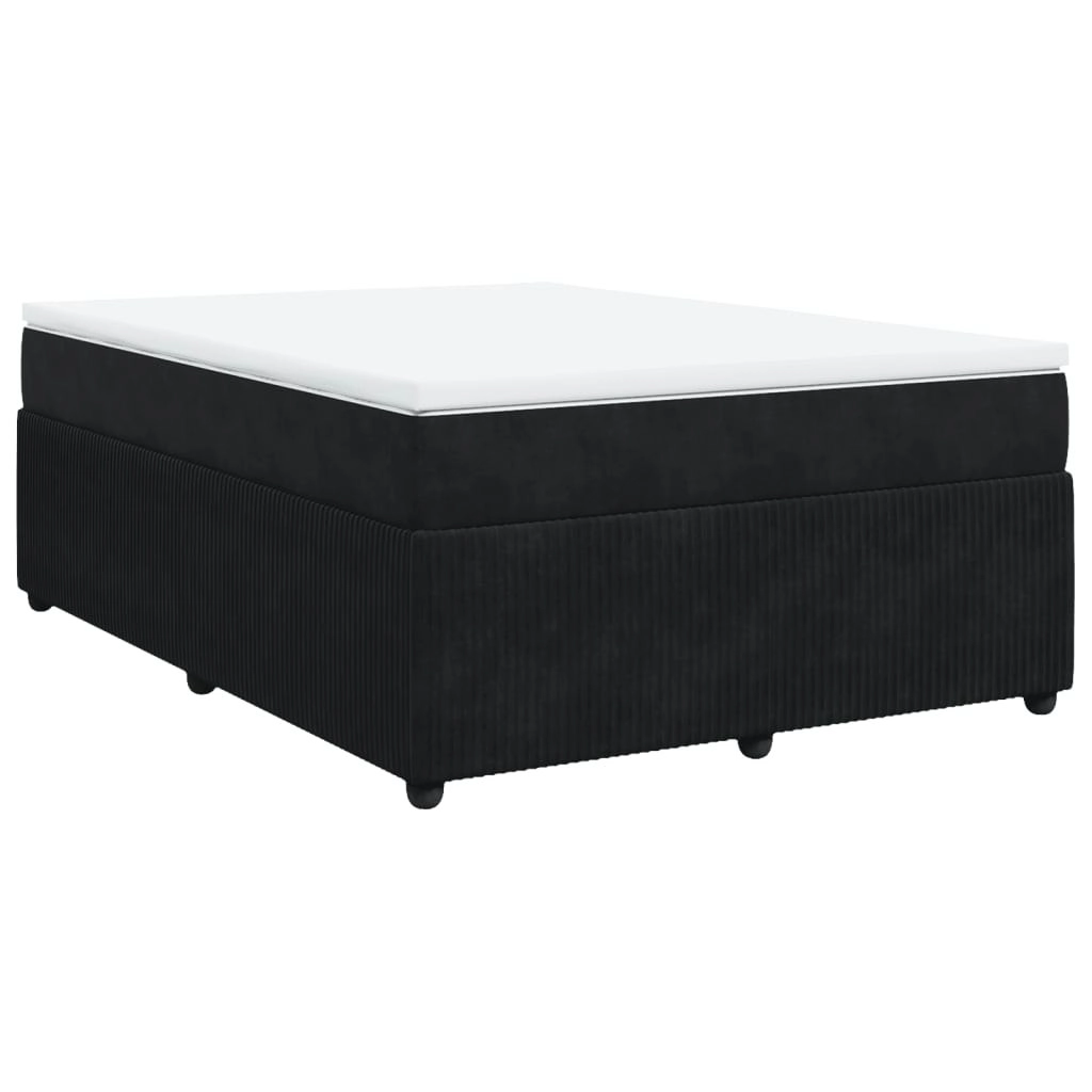 Box Spring Bed with Mattress Black Double Velvet 3285703