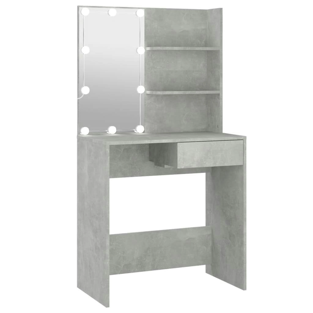 Dressing Table with LED Concrete Grey 74.5x40x141 cm 808805