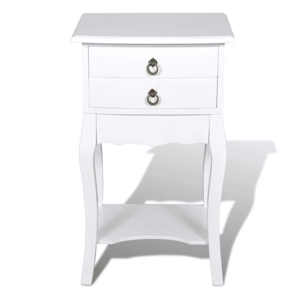 Nightstand with 2 Drawers White 240561