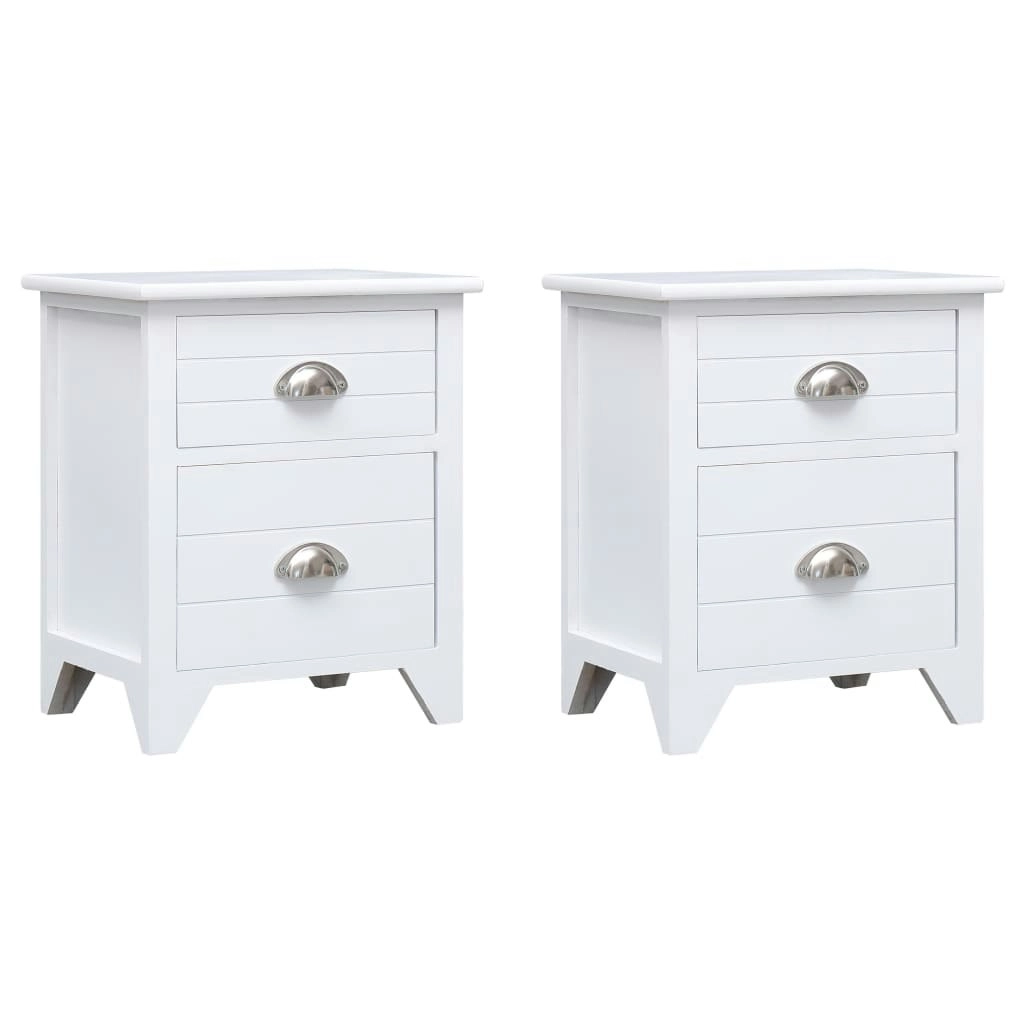 Nightstand 2 pcs with 2 Drawers White 242043