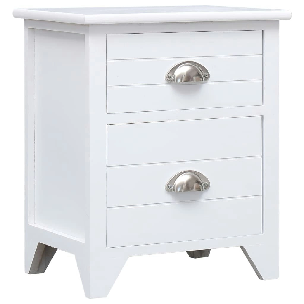 Nightstand White 38x28x45 cm Paulownia Wood 284049