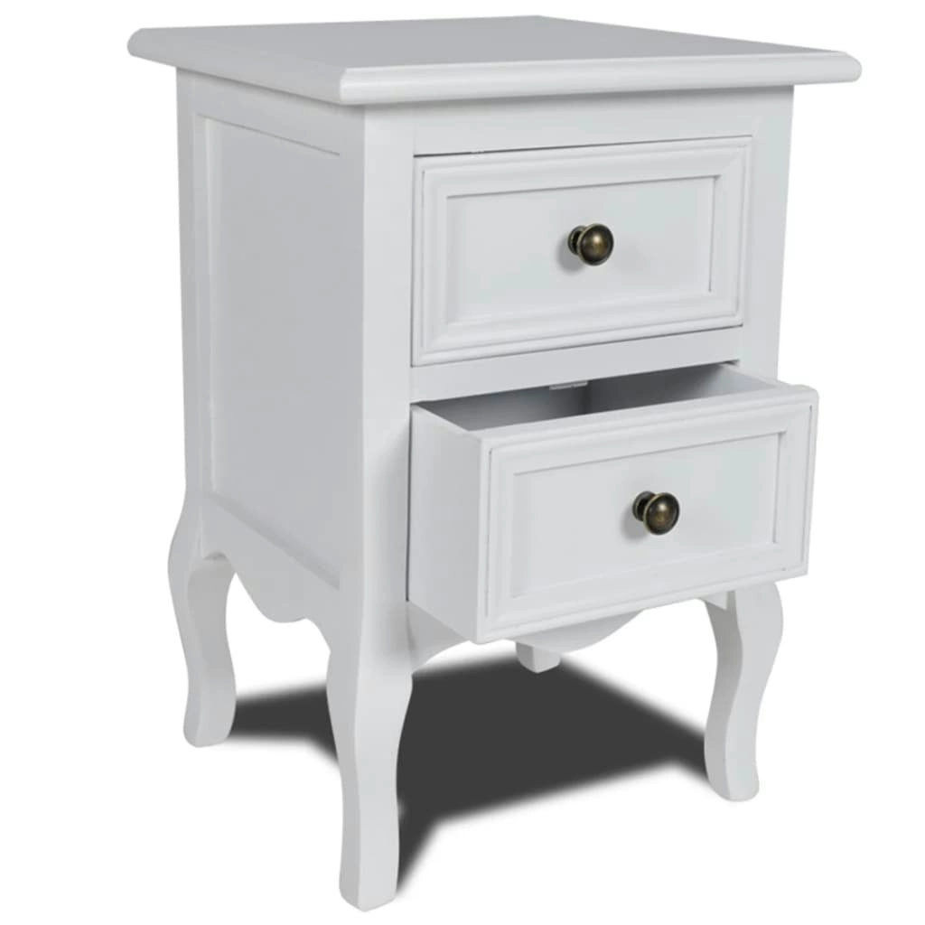 Nightstand with 2 Drawers MDF White 60637