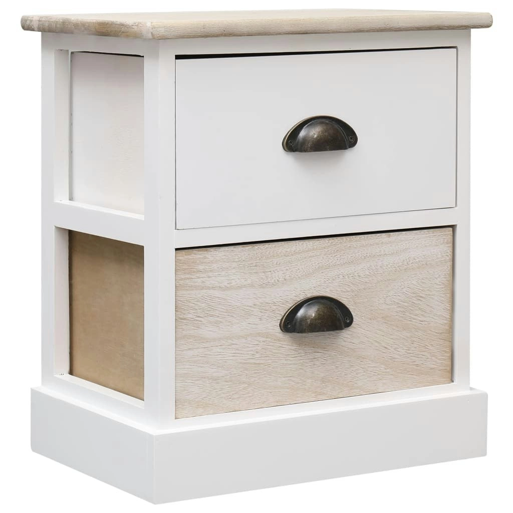 Nightstand White and Natural 38x28x45 cm Paulownia Wood 284056