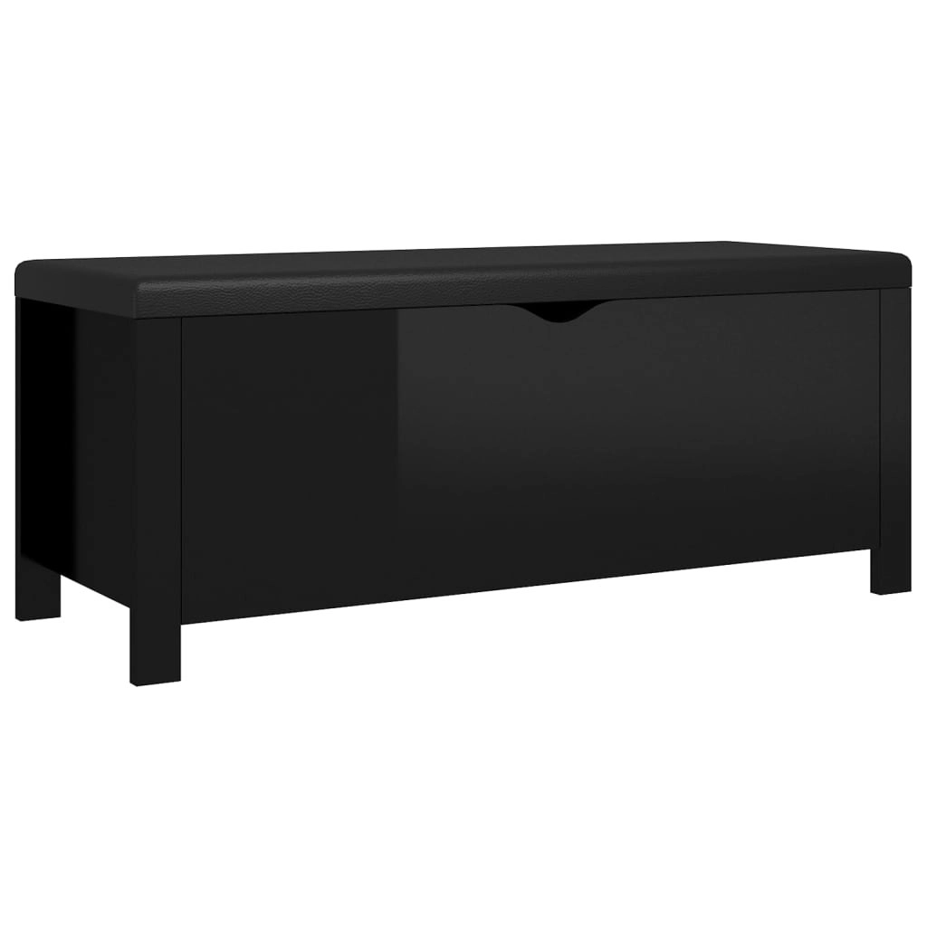 Storage Box with Cushion High Gloss Black 105x40x45 cm Engineered Wood 326775