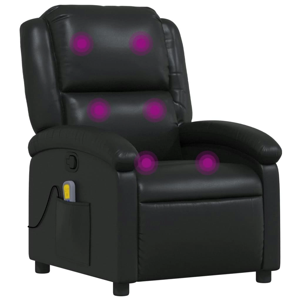 Massage Recliner Chair Black Faux Leather 371782