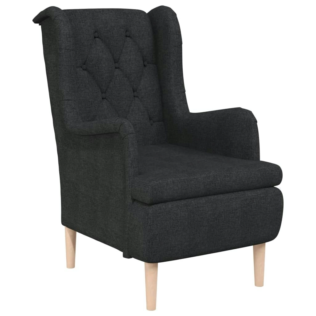 Armchair with Solid Rubber Wood Feet Black Fabric 329386