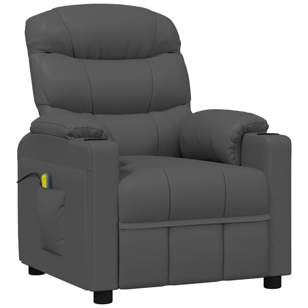 Massage Chair Grey Faux Leather 348066