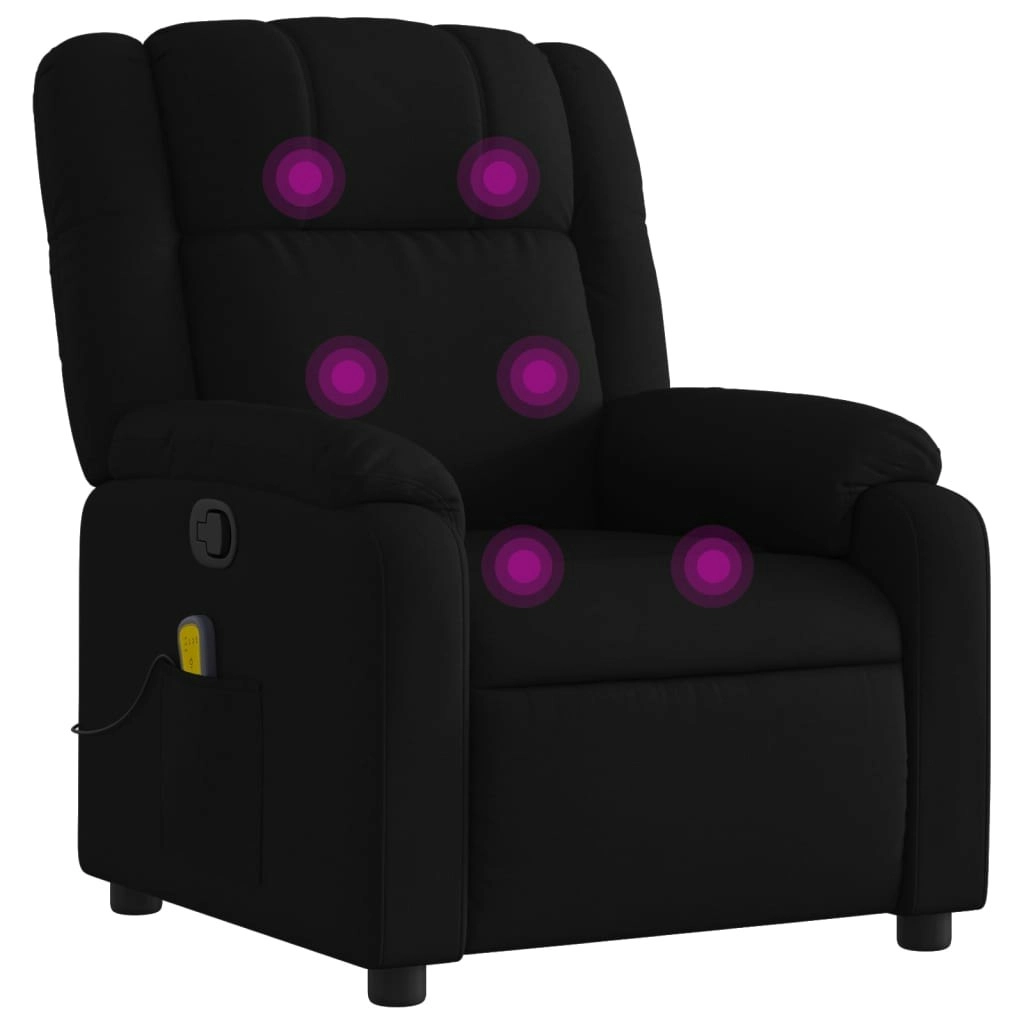 Massage Recliner Chair Black Fabric 3206207