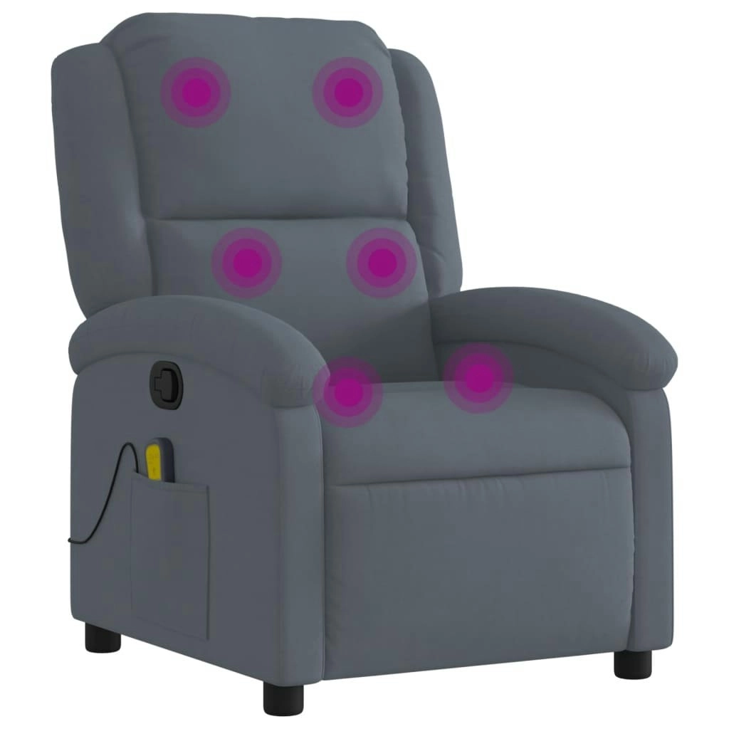 Massage Recliner Chair Dark Grey Velvet 3205953