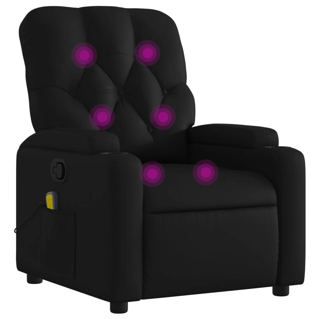 Massage Recliner Chair Black Faux Leather 3206084