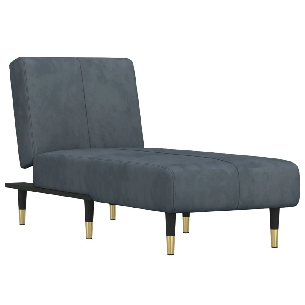 Chaise Longue Dark Grey Velvet 352794