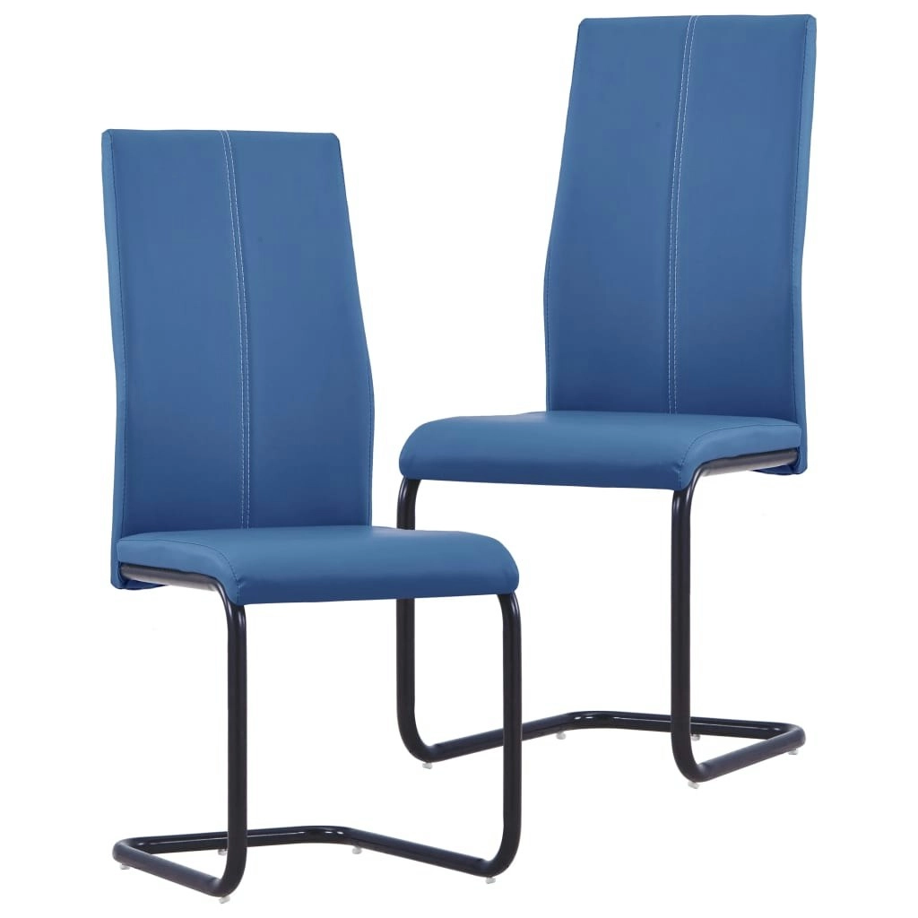 Cantilever Dining Chairs 2 pcs Blue Faux Leather 281767