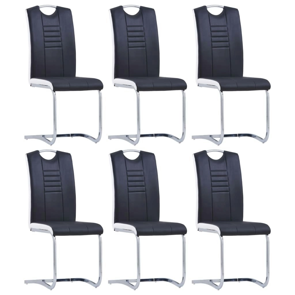 Cantilever Dining Chairs 6 pcs Black Faux Leather 278832