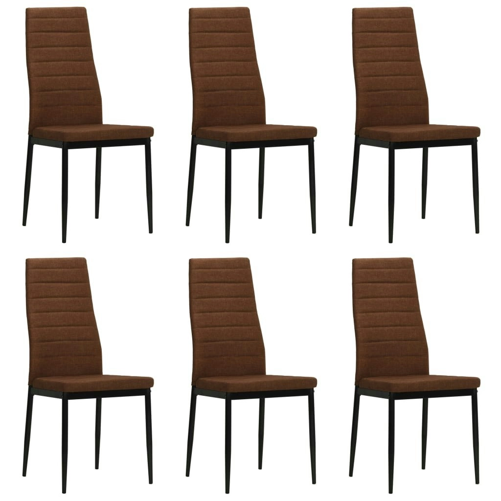 Dining Chairs 6 pcs Brown Fabric 275334