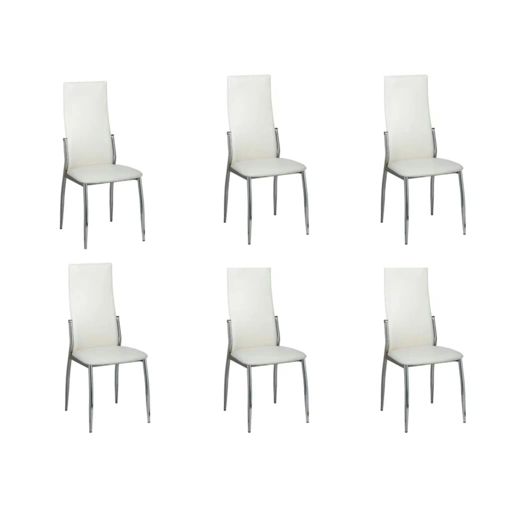 Dining Chairs 6 pcs White Faux Leather 160258