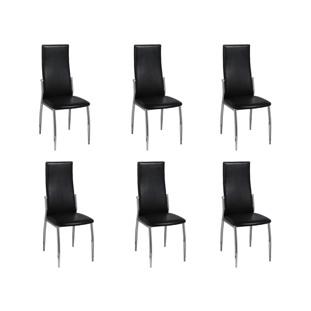 Dining Chairs 6 pcs Black Faux Leather 160257