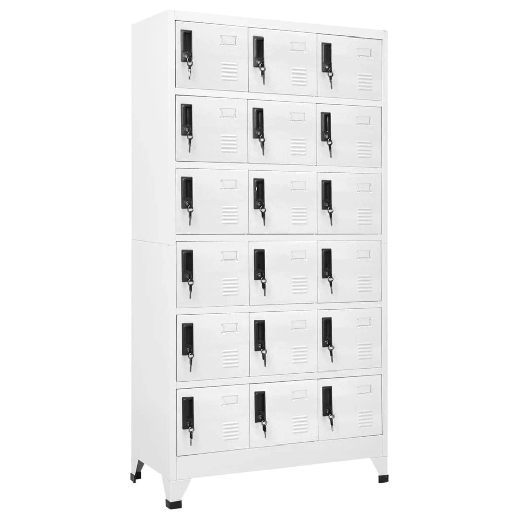 Locker Cabinet White 90x40x180 cm Steel 339828