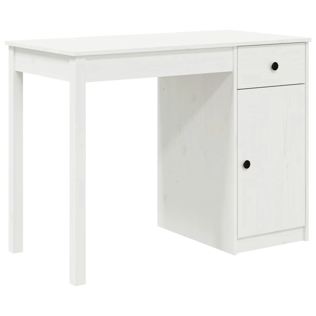 Desk White 100x50x75 cm Solid Wood Pine 814630