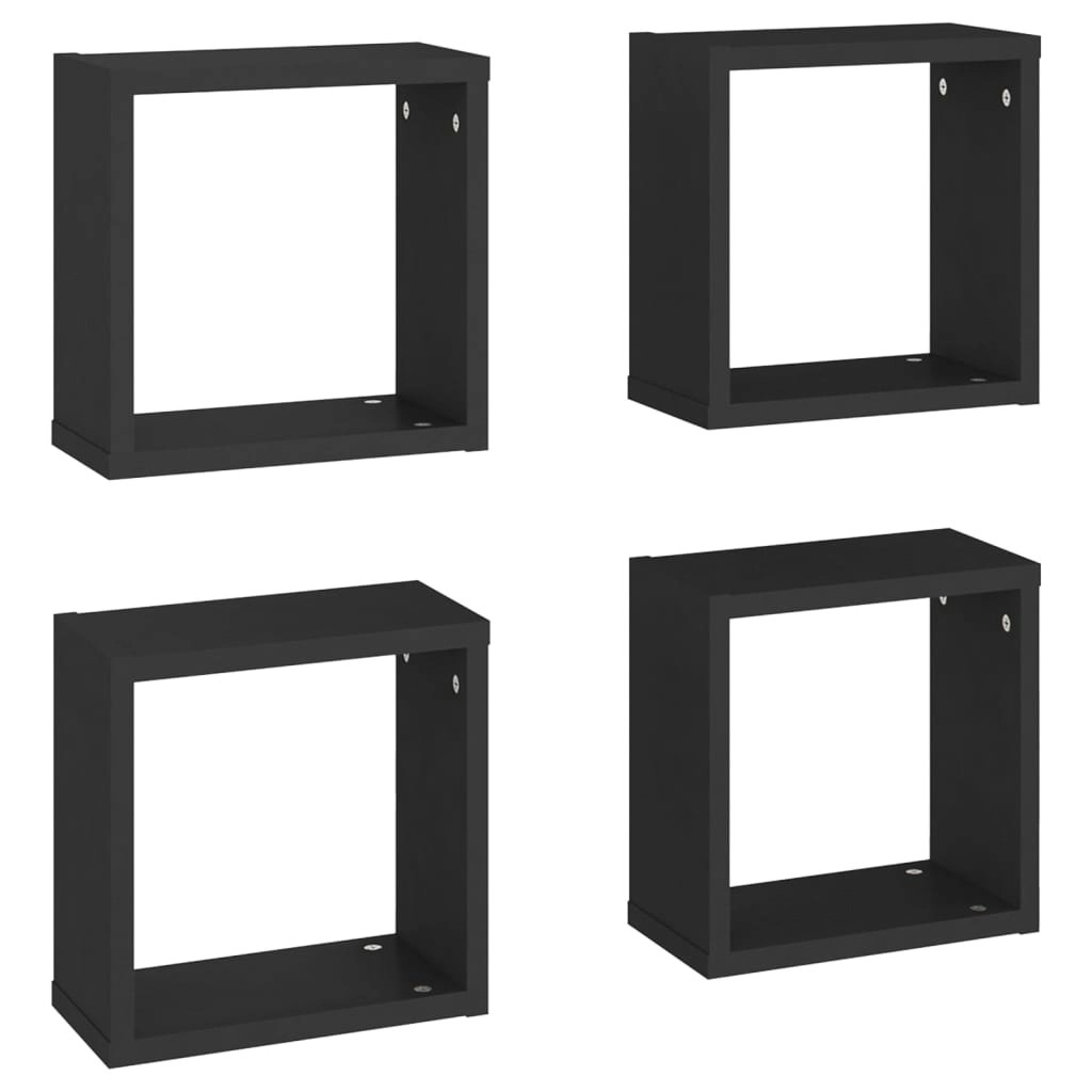 Wall Cube Shelves 4 pcs Black 30x15x30 cm 807002