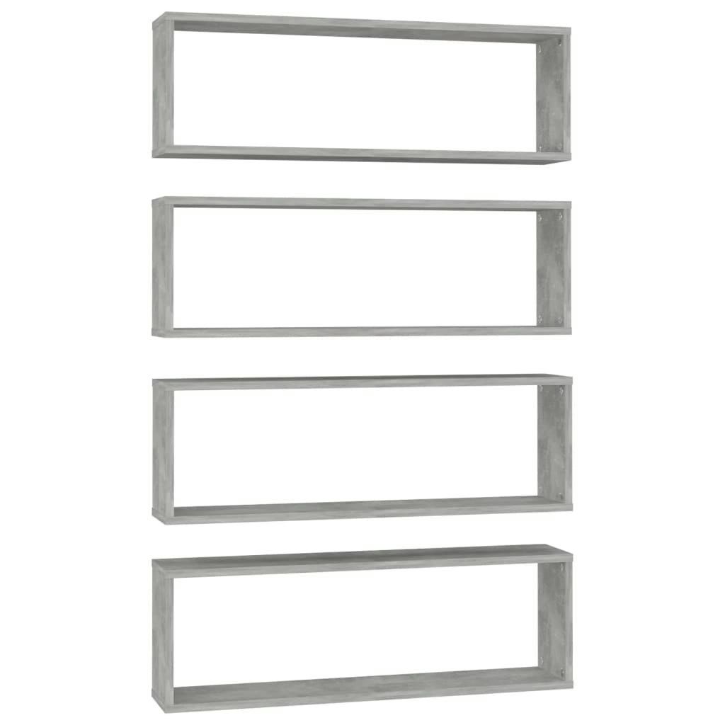 Wall Cube Shelves 4 pcs Concrete Grey 80x15x26.5 cm Engineered Wood 807119