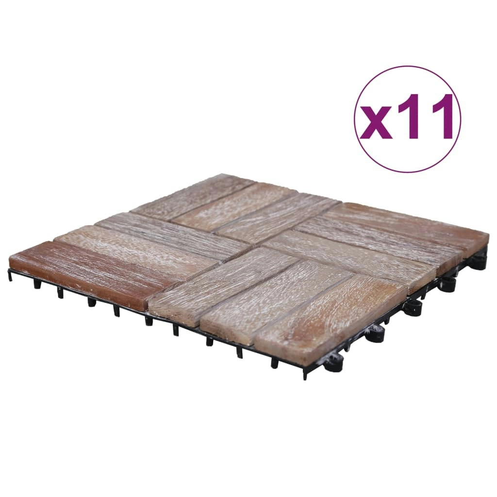 Decking Tiles 11 pcs 30x30 cm Solid Reclaimed Wood 45744