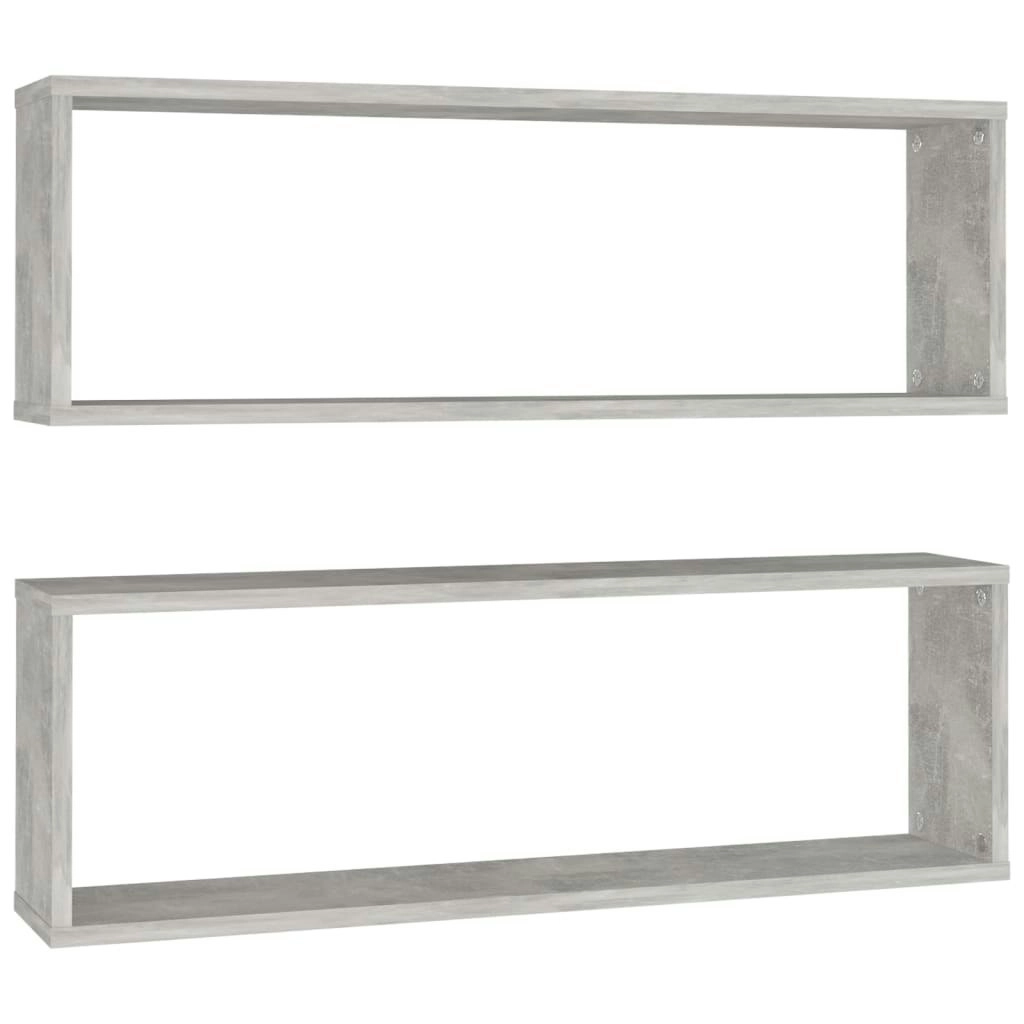 Wall Cube Shelves 2 pcs Concrete Grey 80x15x26.5 cm Engineered Wood 807118