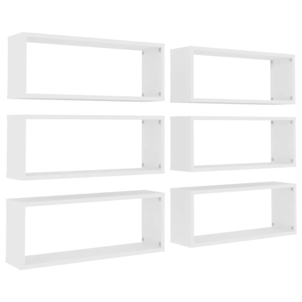 Wall Cube Shelves 6 pcs White 60x15x23 cm Engineered Wood 807135