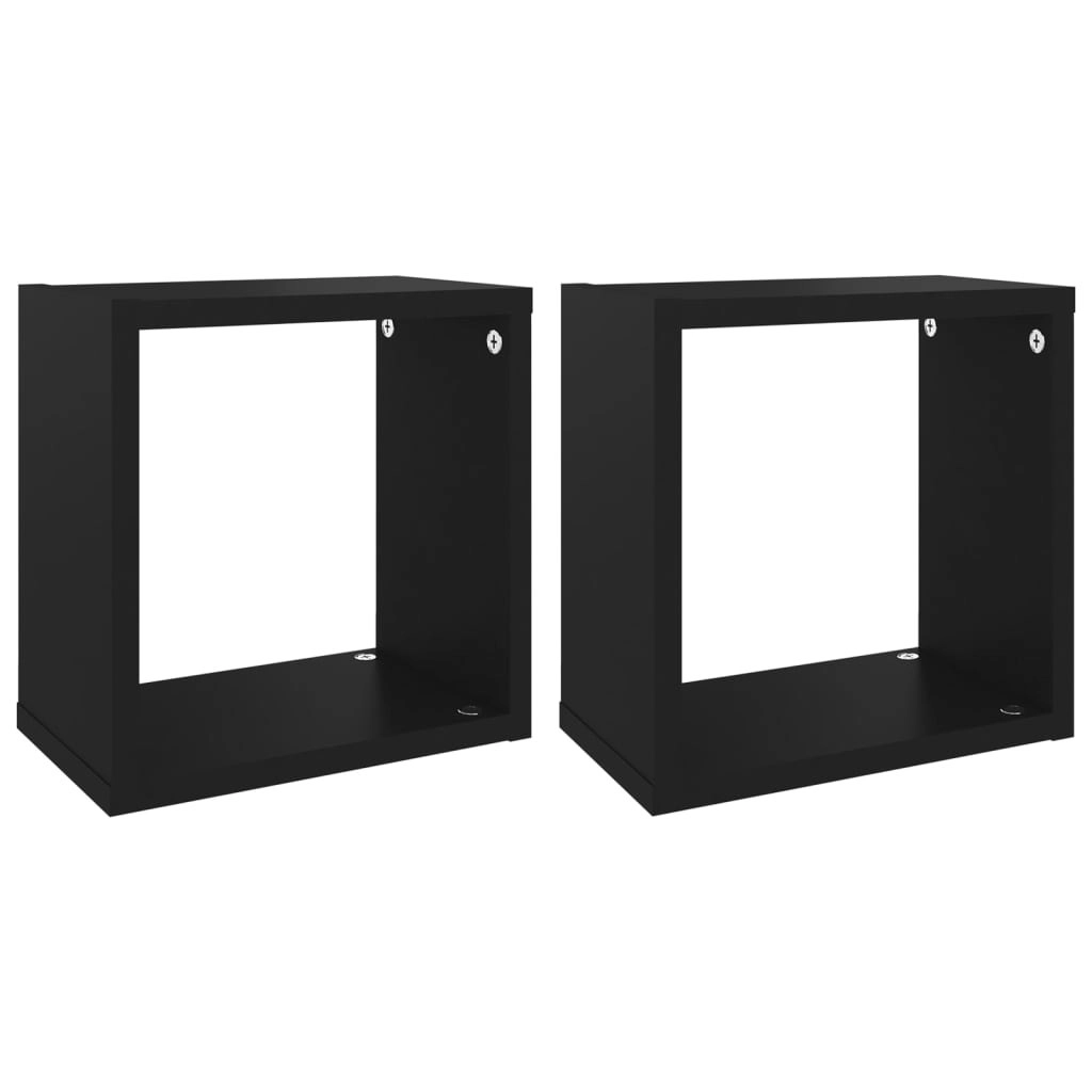 Wall Cube Shelves 2 pcs Black 26x15x26 cm 807028