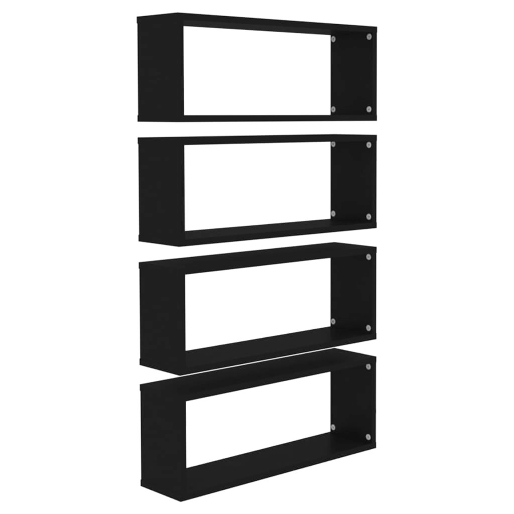 Wall Cube Shelves 4 pcs Black 60x15x23 cm Engineered Wood 807137