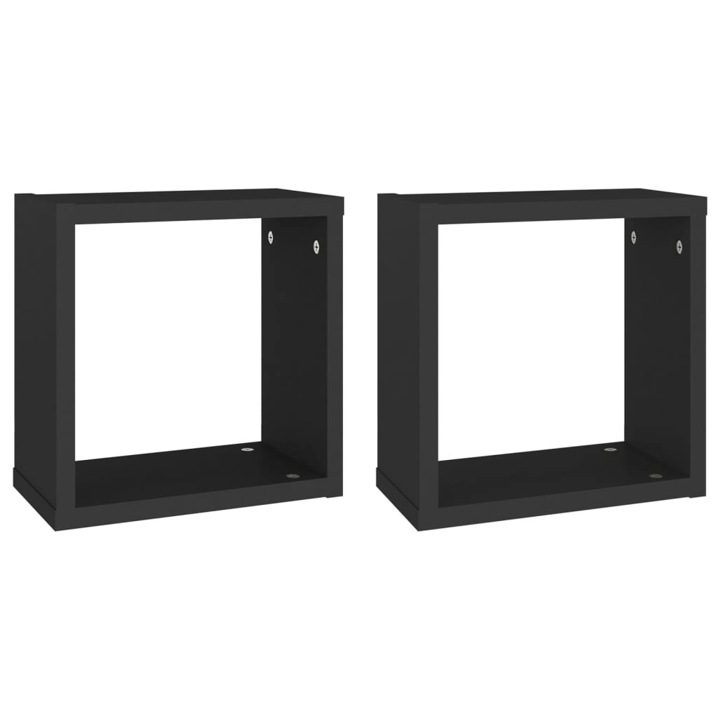 Wall Cube Shelves 2 pcs Black 30x15x30 cm 807001