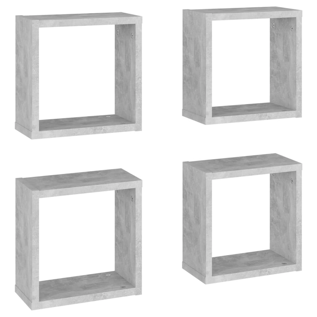 Wall Cube Shelves 4 pcs Concrete Grey 30x15x30 cm 807011