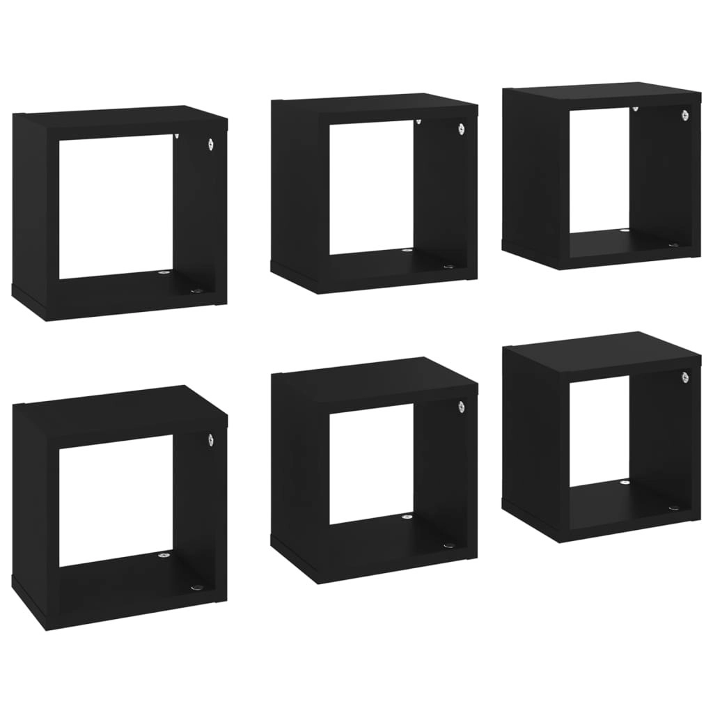 Wall Cube Shelves 6 pcs Black 22x15x22 cm 807057