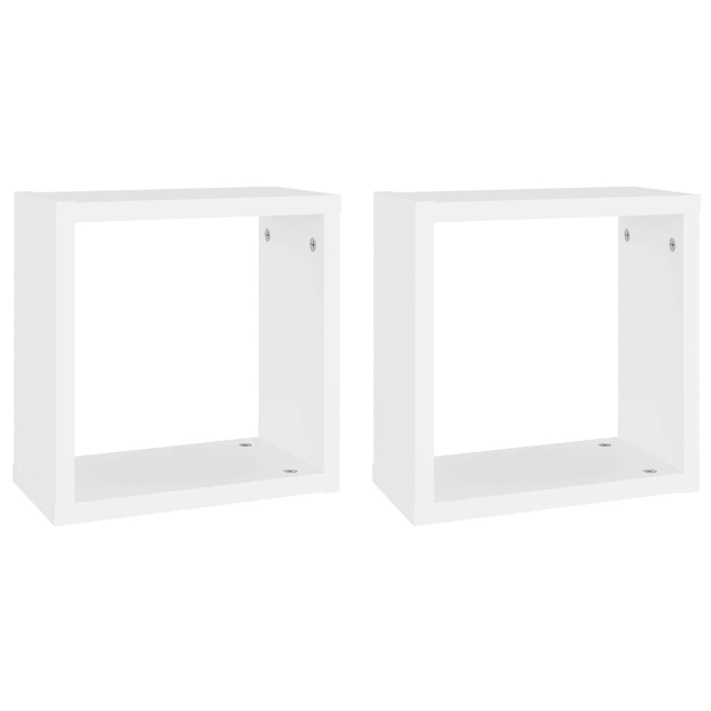 Wall Cube Shelves 2 pcs White 30x15x30 cm 806998