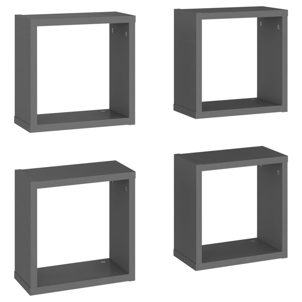 Wall Cube Shelves 4 pcs Grey 30x15x30 cm 807005