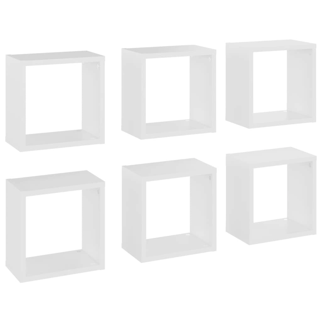 Wall Cube Shelves 6 pcs White 26x15x26 cm 807027