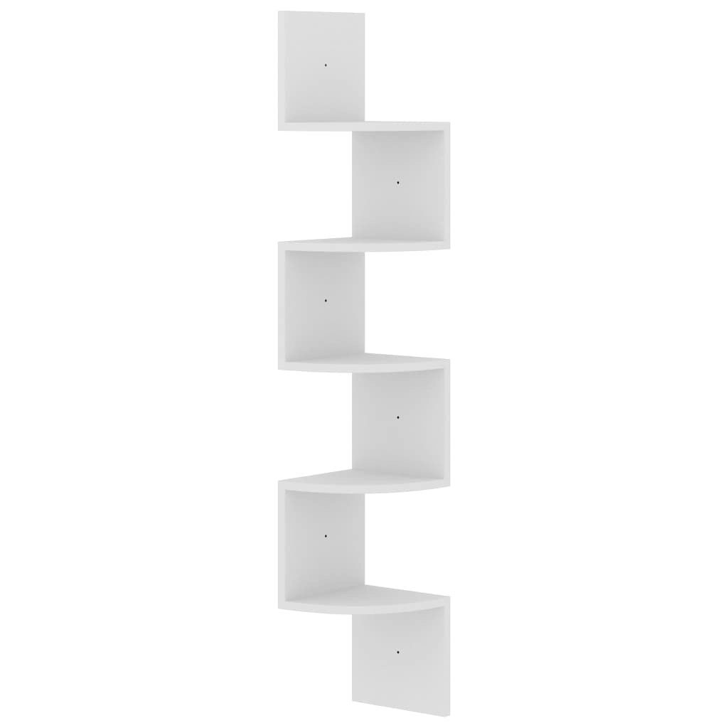 Wall Corner Shelf White 19x19x123 cm Engineered Wood 326831